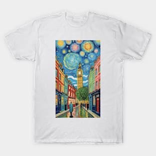 Starry Night Over London: Van Gogh Inspired Big Ben T-Shirt